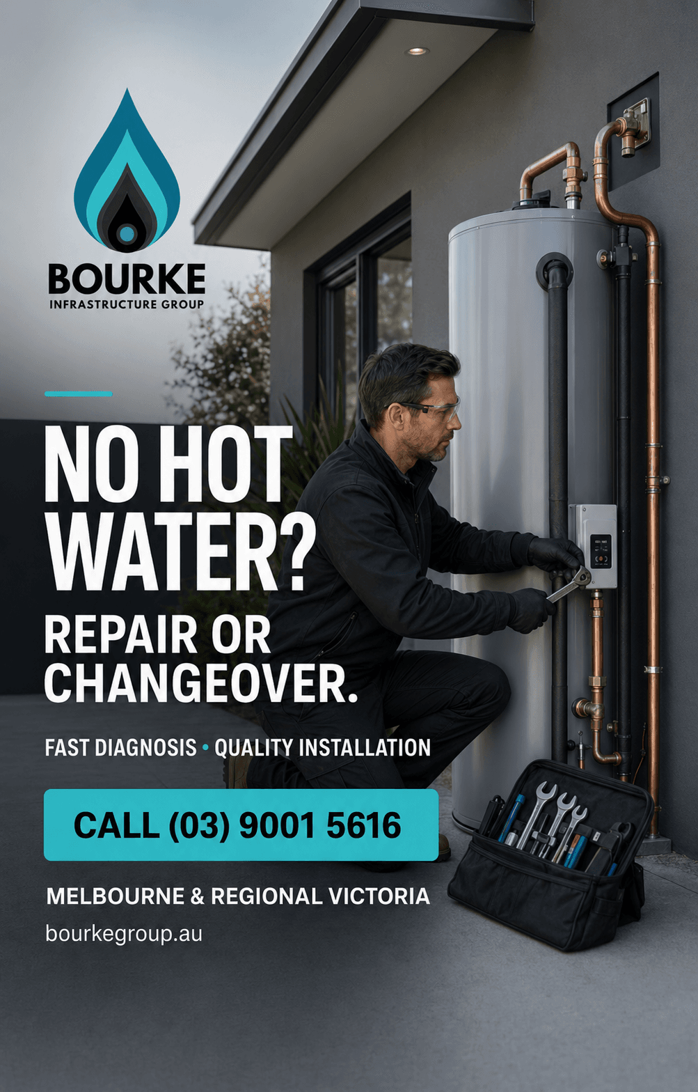 Bourke Group plumber servicing a residential hot water system